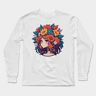 Floral Crown Girl Long Sleeve T-Shirt